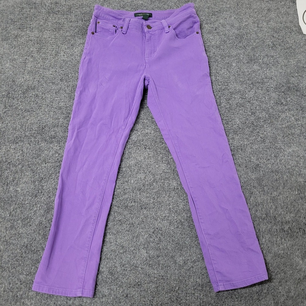 Lauren Ralph Lauren Jeans Womens Size 4 Purple Straight Leg Stretch Casual Pant